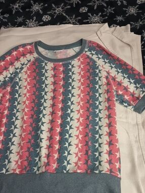 Lularoe Jane VintageTee - Red, Blue & White